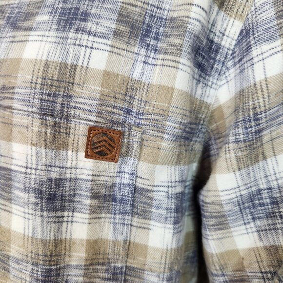 Solaris Shirt Men's Tall Man Cream White  Plaid ButtonUp Long Sleeve Size XLT 14 - Picture 4 of 15